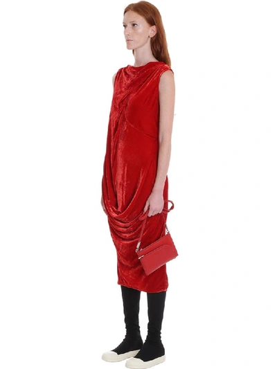 Shop Rick Owens Slash Neck Dress In Red Velvet