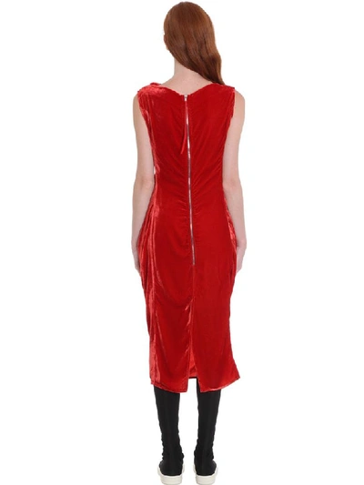 Shop Rick Owens Slash Neck Dress In Red Velvet