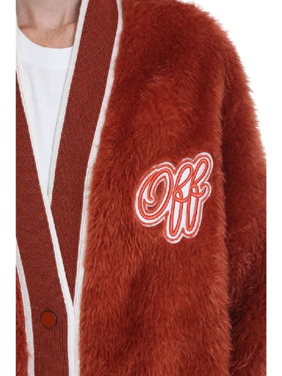 Shop Off-white Fake Fur Colleg Bomber In Orange Wool