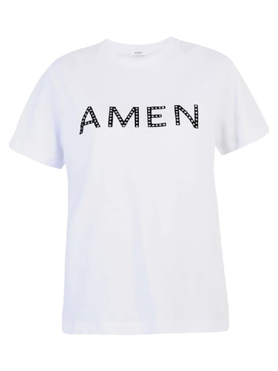 Shop Amen Branded T-shirt In White