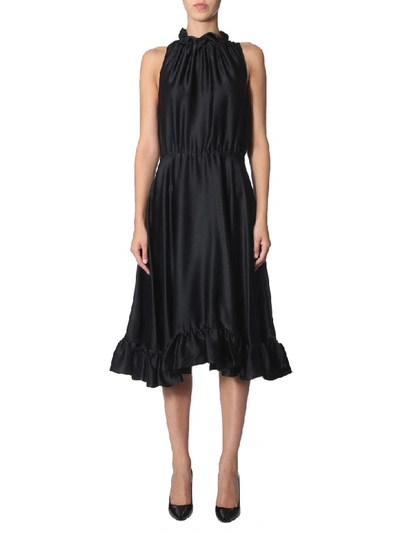 Shop Msgm Long Dress In Nero