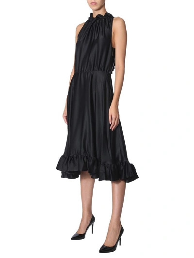 Shop Msgm Long Dress In Nero