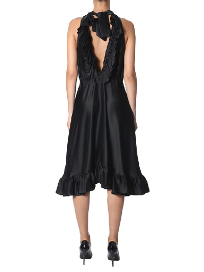 Shop Msgm Long Dress In Nero