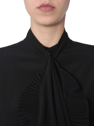 Shop Givenchy Shirt With A Plissé Scarf Collar In Nero