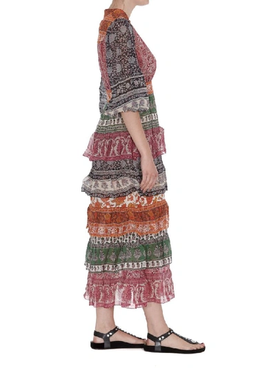 Shop Zimmermann Amari Tiered Midi Dress In Multicolor