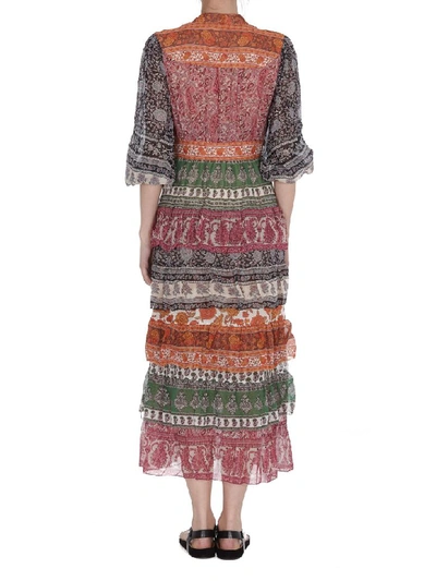 Shop Zimmermann Amari Tiered Midi Dress In Multicolor