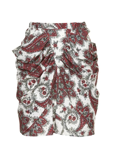 Shop Isabel Marant Ruffled Skirt In Bianco Multicolor