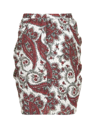 Shop Isabel Marant Ruffled Skirt In Bianco Multicolor