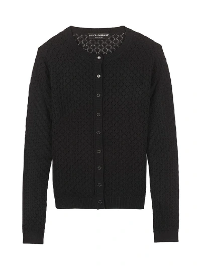 Shop Dolce & Gabbana Open-knit Cardigan In Black