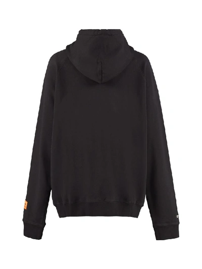 Shop Heron Preston Printed Cotton Hoodie In Black