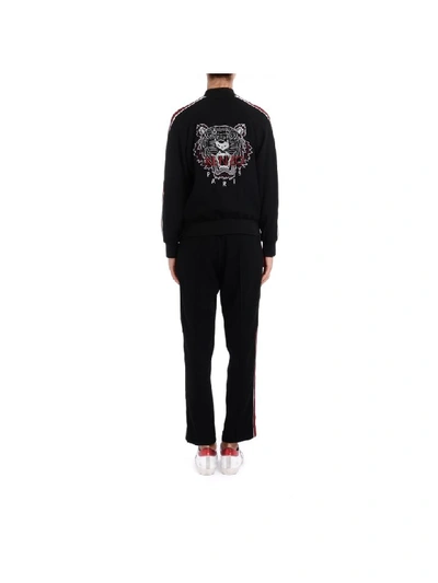 Shop Kenzo Black Bomber Jacket With Multicolor Tiger Embroidery On The Back In Nero