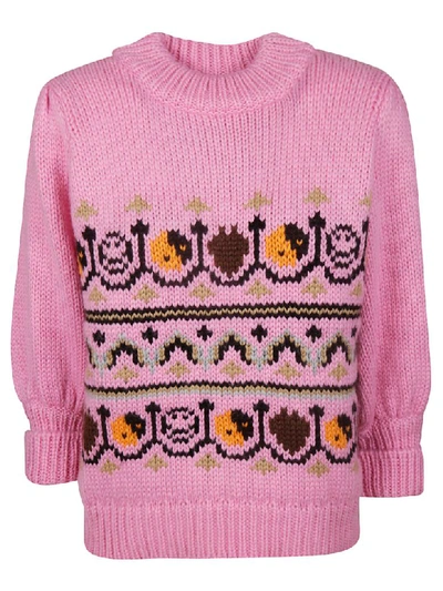Shop Ganni Knitted Sweater In Multicolor