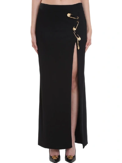 Shop Versace Safety Pin Maxi Skirt In Black