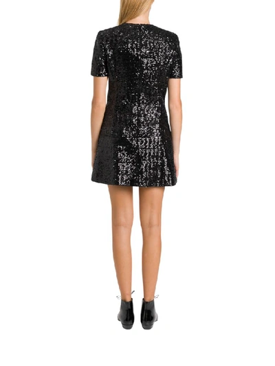 Shop Saint Laurent Sequined Short Dress In Nero