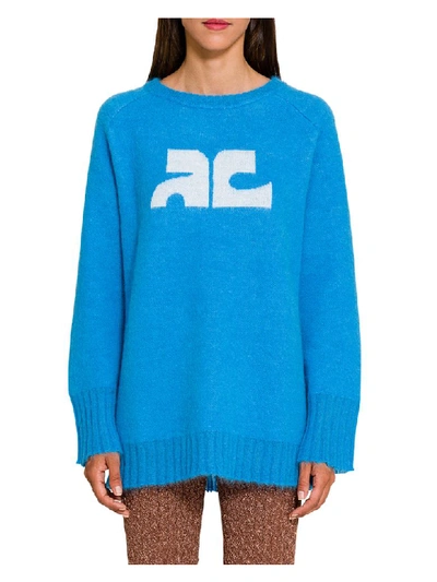 Shop Courrèges Sweater Long Sleeve In Sky Blue