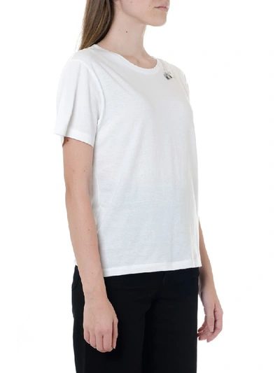 Shop Saint Laurent White Cotton Printed T Shirt In White/black
