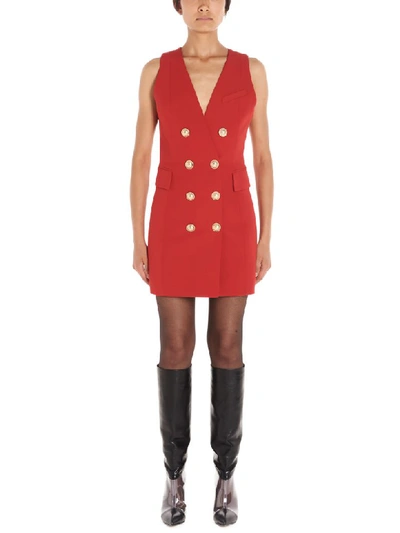 Shop Balmain Dress In Red