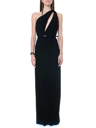 Shop Saint Laurent Sablé One Shoulder Black Color Long Dress