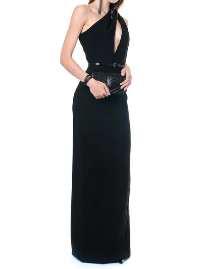 Shop Saint Laurent Sablé One Shoulder Black Color Long Dress