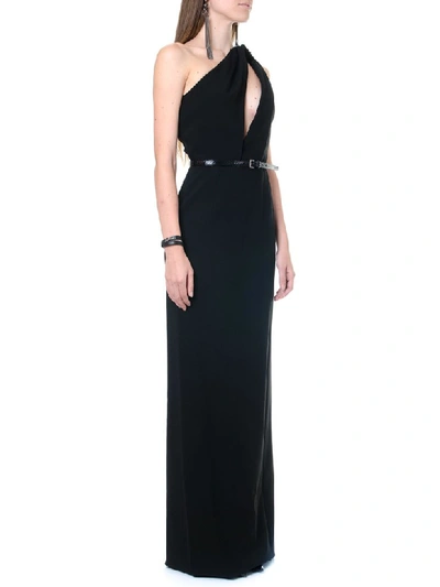 Shop Saint Laurent Sablé One Shoulder Black Color Long Dress