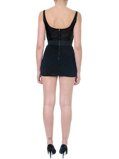 Shop Dolce & Gabbana Black Textile Bustier Embroidered Mini Dress