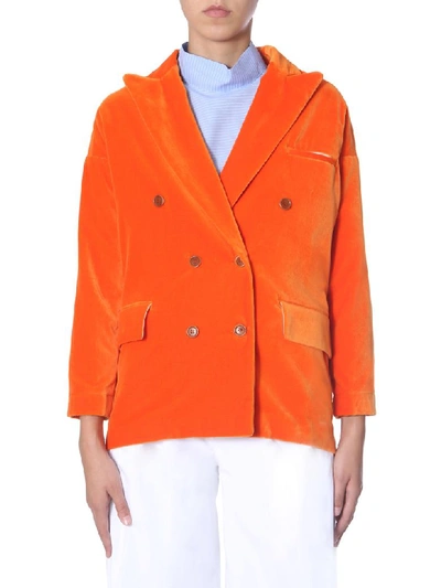 Shop Jejia Double-breasted Jacket In Arancione