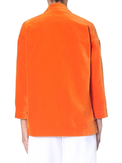 Shop Jejia Double-breasted Jacket In Arancione