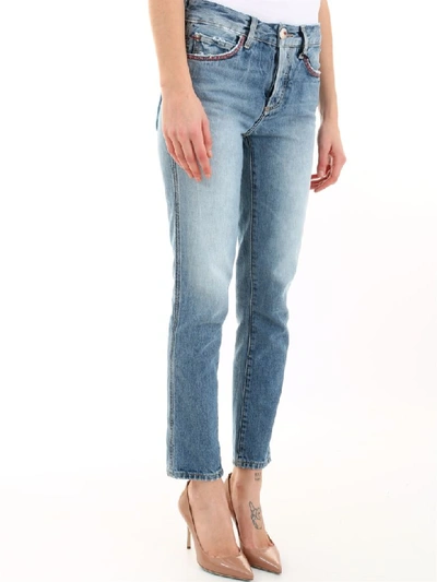 Shop Alanui Denim Embroidered Pocked In Light Blue