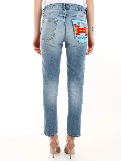 Shop Alanui Denim Embroidered Pocked In Light Blue