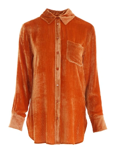 Shop Sies Marjan Sander Velvet Shirt In Dusty Orange (orange)