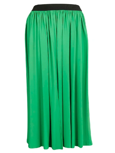 Shop Msgm Flared Maxi Skirt In Green