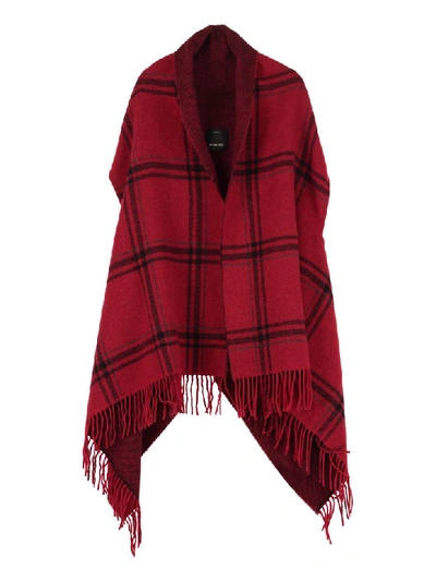 Shop Pinko Ribadire Checked Wool Cape In Red