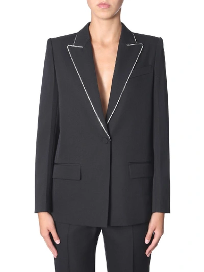 Shop Givenchy Wool Blazer With Strass In Nero