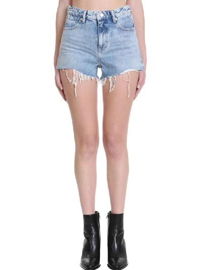 Shop Alexander Wang Bite Zip Shorts In Cyan Denim