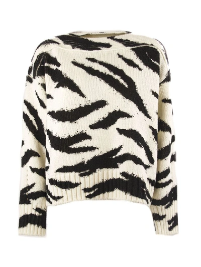 Shop Philosophy Di Lorenzo Serafini White And Black Wool Sweater In Panna+nero