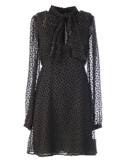 Shop Saint Laurent Long-sleeved Mini Dress In Black