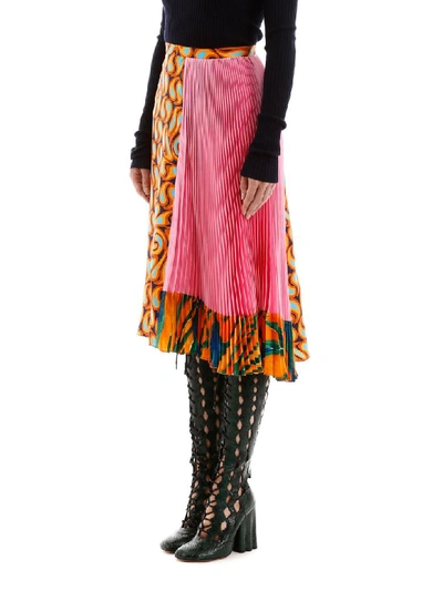 Shop Marni Multicolor Pleated Skirt In Camellia Tangerine Alkekengi (pink)