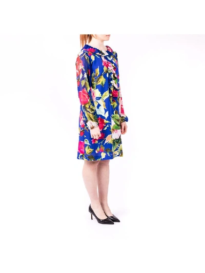 Shop Blugirl Viscose Floral Dress In Blue - Multicolor