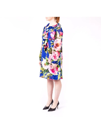 Shop Blugirl Viscose Floral Dress In Blue - Multicolor
