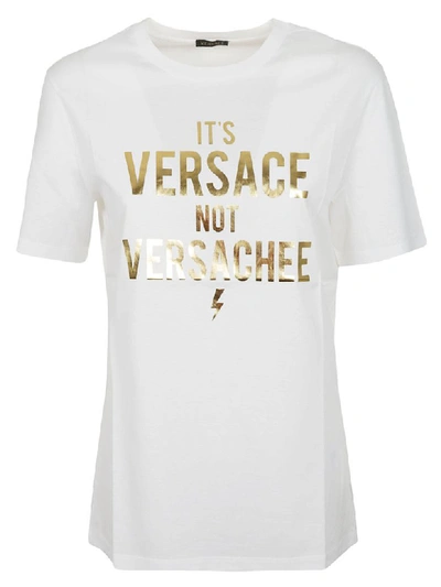 Shop Versace Printed T-shirt In White/gold
