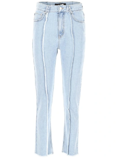 Shop Rokh Jeans With Stitches In Light Blue (light Blue)