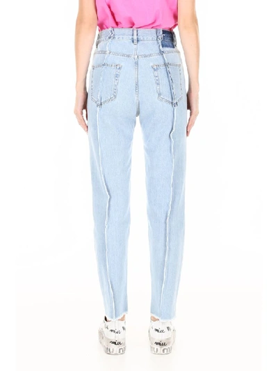 Shop Rokh Jeans With Stitches In Light Blue (light Blue)