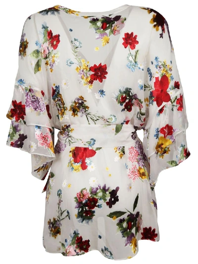 Shop Alice And Olivia Floral Blouse In White/multicolor