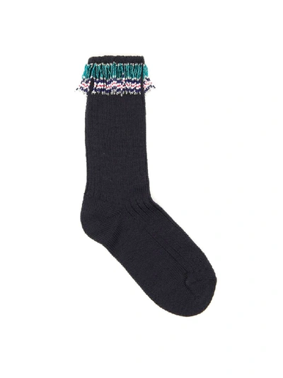 Shop Alanui Fringed Socks In Nocturne Black (blue)