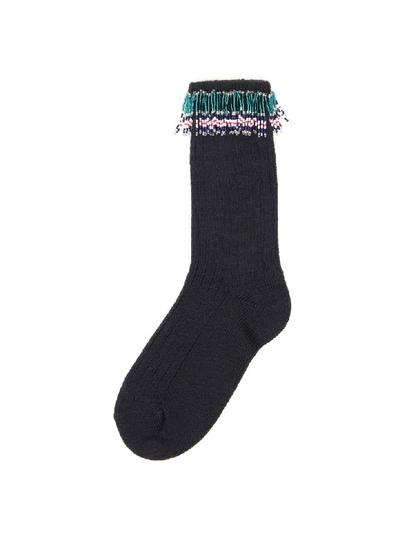 Shop Alanui Fringed Socks In Nocturne Black (blue)