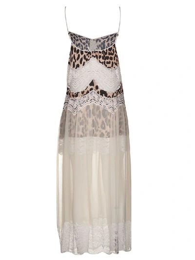 Shop Paco Rabanne Leopard Detail Long Sleeveless Dress In White/brown/black