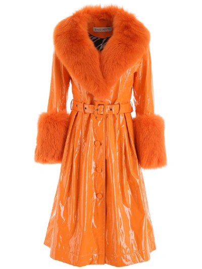 Shop Saks Potts Foxy Gloss Coat In Neon Orange (orange)