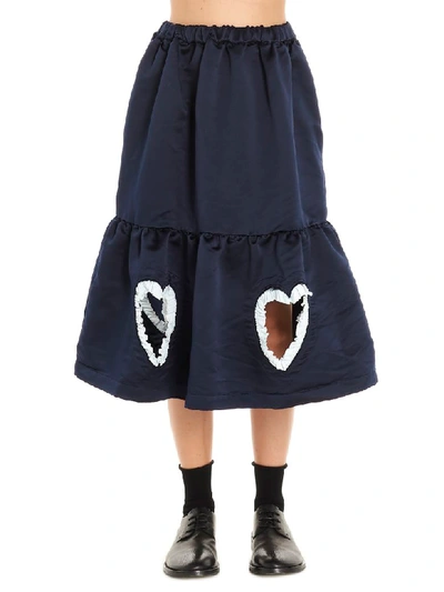 Shop Comme Des Garcons Girl Hearts Skirt In Blue