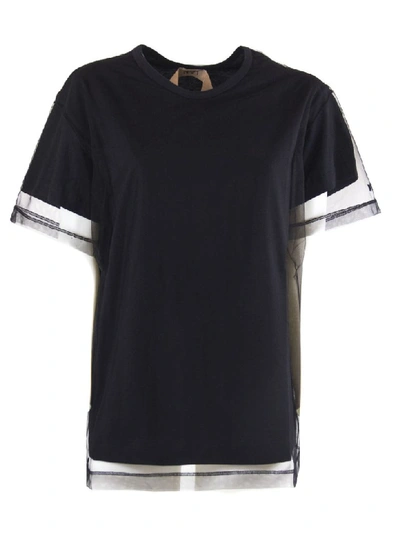 Shop N°21 T-shirt In Black Fabric In Nero