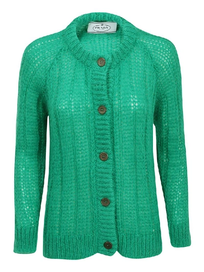 Shop Prada Cardigan In Smeraldo